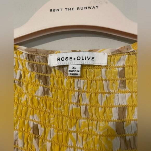 ROSE + OLIVE - flowy floral yellow and white tank blouse - size XL - Picture 2 of 3